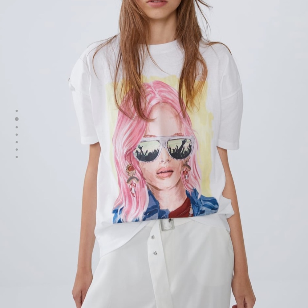 ZARA round neck short sleeve T-shirt